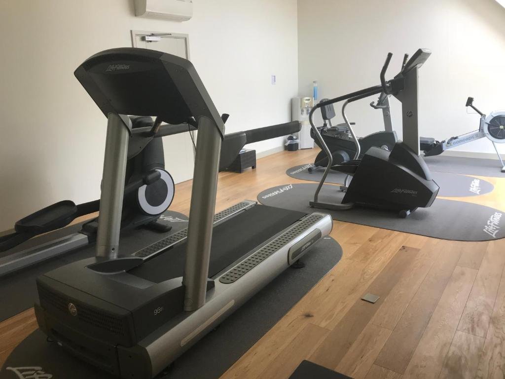 Gym with treadmill and rowing machine